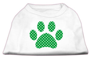 Green Swiss Dot Paw Screen Print Shirt White Xxxl(20)