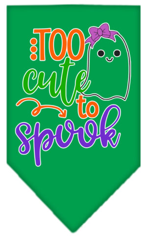 Too Cute To Spook-girly Ghost Screen Print Bandana Emerald Green Large