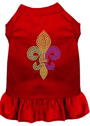 Mardi Gras Fleur De Lis Rhinestone Dress Red Xl