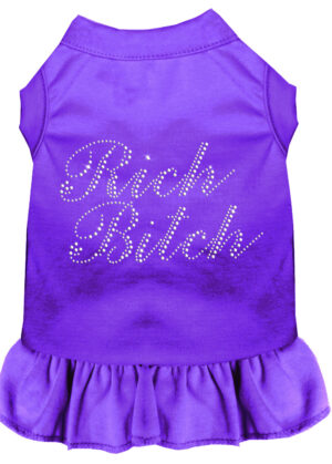 Rhinestone Rich Bitch Dress Purple Xxxl