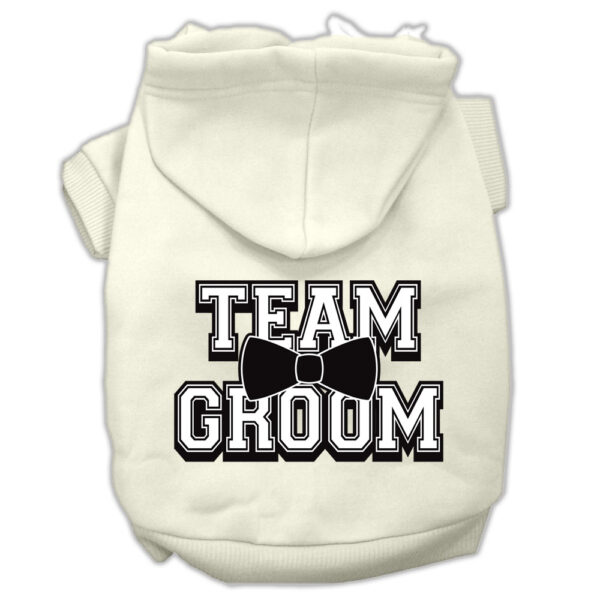 Team Groom Screen Print Pet Hoodies Cream Size Xl (16)