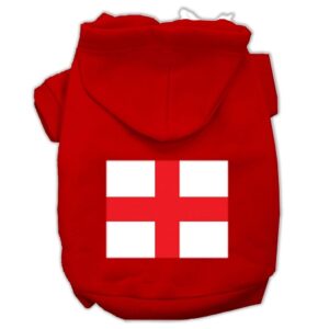 St George's Cross (english Flag) Screen Print Pet Hoodies Red Size Xxl (18)