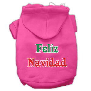 Feliz Navidad Screen Print Pet Hoodies Bright Pink Xxxl(20)