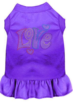 Technicolor Love Rhinestone Pet Dress Purple 4x