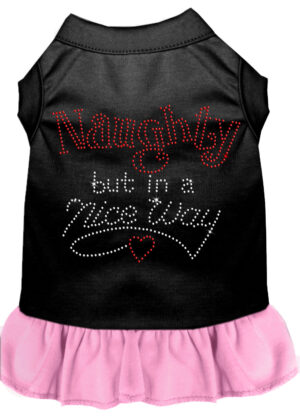 Rhinestone Naughty But In A Nice Way Dress Black With Light Pink Sm