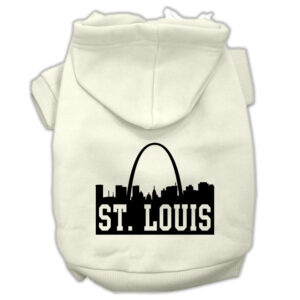 St Louis Skyline Screen Print Pet Hoodies Cream Size Xl (16)