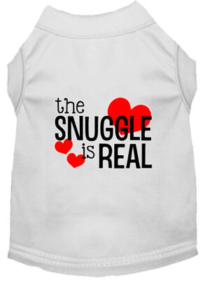 The Snuggle Is Real Screen Print Dog Shirt White Sm