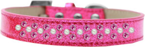Sprinkles Ice Cream Dog Collar Pearl And Bright Pink Crystals Size 16 Pink