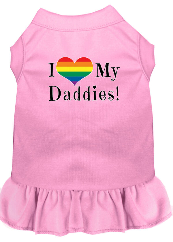 I Heart My Daddies Screen Print Dog Dress Light Pink Xl