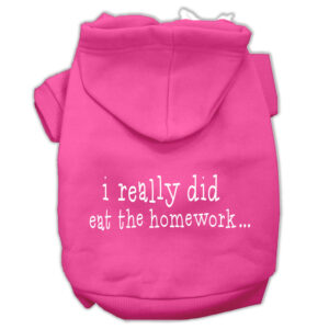 I Really Did Eat The Homework Screen Print Pet Hoodies Bright Pink Size Xxl (18)