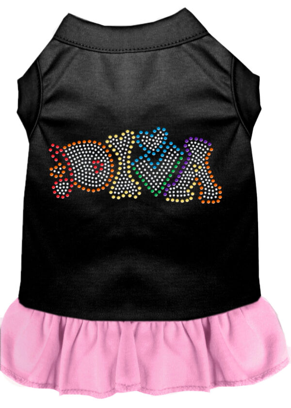 Technicolor Diva Rhinestone Pet Dress Black With Light Pink Lg