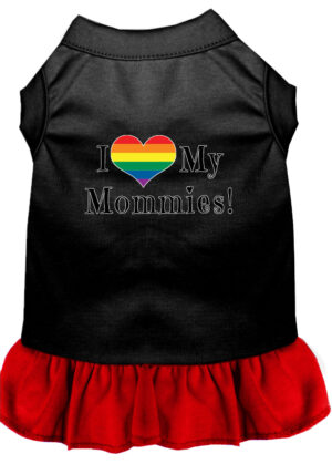 I Heart My Mommies Screen Print Dog Dress Black With Red Xl