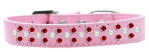 Sprinkles Dog Collar Pearl And Red Crystals Size 18 Light Pink