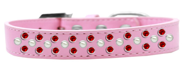 Sprinkles Dog Collar Pearl And Red Crystals Size 18 Light Pink