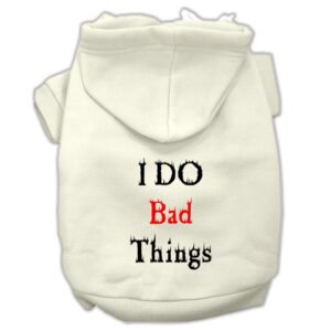 I Do Bad Things Screen Print Pet Hoodies Cream Size Xl (16)