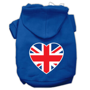 British Flag Heart Screen Print Pet Hoodies Blue Size Xxxl (20)