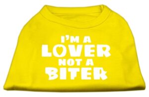 I'm A Lover Not A Biter Screen Printed Dog Shirt Yellow Lg (14)