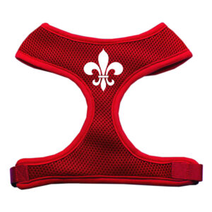Fleur De Lis Design Soft Mesh Pet Harness Red Large