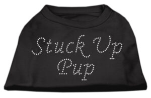 Stuck Up Pup Rhinestone Shirts Black Xs