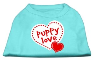 Puppy Love Screen Print Shirt Aqua Lg