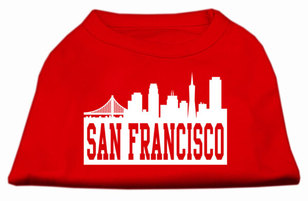 San Francisco Skyline Screen Print Shirt Red Xs