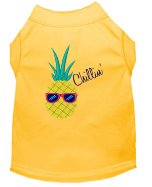 Pineapple Chillin Embroidered Dog Shirt Yellow Lg (14)