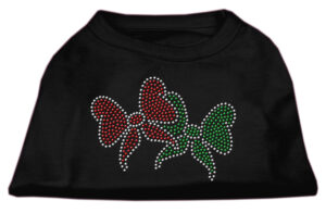 Christmas Bows Rhinestone Shirt Black Xxl