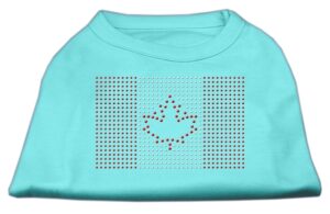 Canadian Flag Rhinestone Shirts Aqua Xs