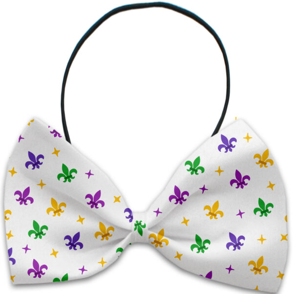Confetti Fleur De Lis Mardi Gras Pet Bow Tie