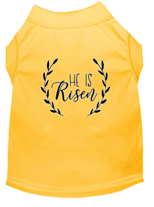 He Is Risen Screen Print Dog Shirt Yellow Xs (8)