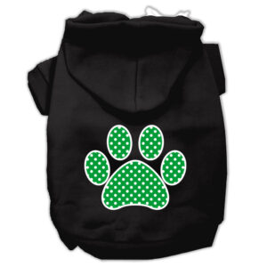 Green Swiss Dot Paw Screen Print Pet Hoodies Black Size Sm (10)