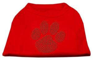 Green Paw Rhinestud Shirts Red Xs