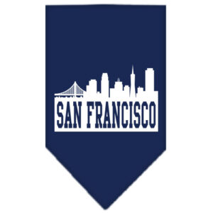San Francisco Skyline Screen Print Bandana Navy Blue Large