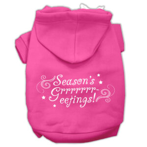 Seasons Greetings Screen Print Pet Hoodies Bright Pink Size Xxl (18)