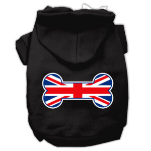 Bone Shaped United Kingdom (union Jack) Flag Screen Print Pet Hoodies Black Size Xxxl (20)