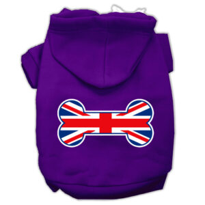 Bone Shaped United Kingdom (union Jack) Flag Screen Print Pet Hoodies Purple Size L (14)