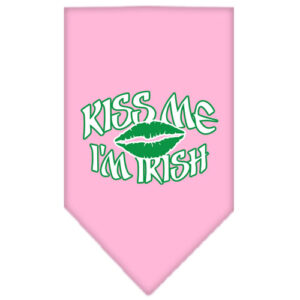 Kiss Me I'm Irish Screen Print Bandana Light Pink Small