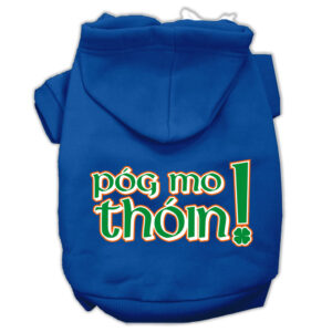 Pog Mo Thoin Screen Print Pet Hoodies Blue Size Med (12)