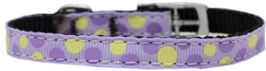 Confetti Dots Nylon Dog Collar With Classic Buckle 3/8" Lavender Size 12