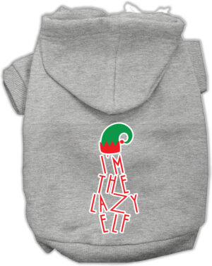 Lazy Elf Screen Print Pet Hoodie Grey Xl (16)