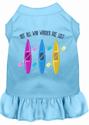Not All Who Wander Embroidered Dog Dress Baby Blue Xxl