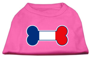 Bone Shaped France Flag Screen Print Shirts Bright Pink Xxxl(20)
