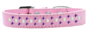 Sprinkles Dog Collar Pearl And Purple Crystals Size 12 Light Pink