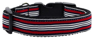 Preppy Stripes Nylon Ribbon Collars Red/white Xs