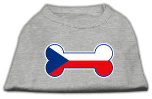 Bone Shaped Czech Republic Flag Screen Print Shirts Grey L