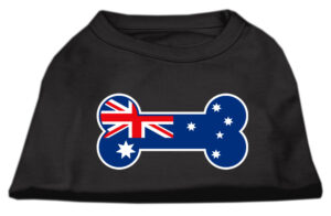 Bone Shaped Australian Flag Screen Print Shirts Black S