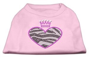 Zebra Heart Rhinestone Dog Shirt Light Pink Xs (8)