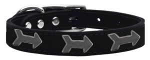 Arrow Widget Genuine Leather Dog Collar Black 16
