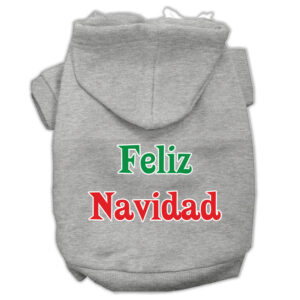 Feliz Navidad Screen Print Pet Hoodies Grey Xxxl(20)