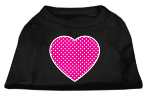 Pink Swiss Dot Heart Screen Print Shirt Black Lg (14)